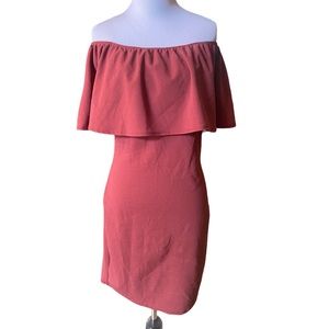 Off the shoulder mauve dress!